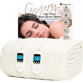 Homefront King Size Luxury Fleece Electric Blanket With Digital Control, 9 Heat Settings and Timer Setting