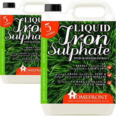 Homefront Liquid Iron Sulphate Greens Grass Hardens Turf and Helps to Prevent Lawn Disease Easy to Use Formula 10L
