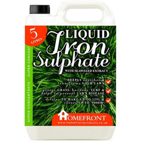Homefront Liquid Iron Sulphate Greens Grass Hardens Turf and Helps to Prevent Lawn Disease Easy to Use Formula 5L