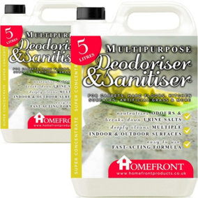 Homefront Multipurpose Deodoriser & Sanitiser - Removes Germs & Odours on Carpets, Hard Floors, Artificial Grass & More 10L
