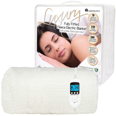 Homefront Single Luxury Fleece Electric Blanket With Digital Control, 9 Heat Settings and Timer