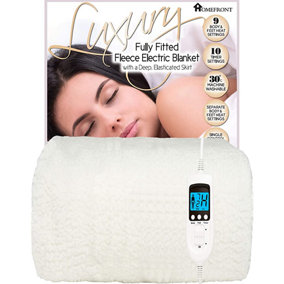 Homefront Single Luxury Fleece Electric Blanket With Digital Control, 9 Heat Settings and Timer Setting