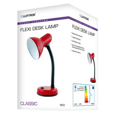 HomeLife 35w 'Classic' Flexi Desk Lamp - Cardinal Red