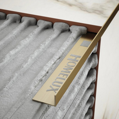Homelux Brushed Gold Straight Edge Tile Trim for tiles up to 9mm