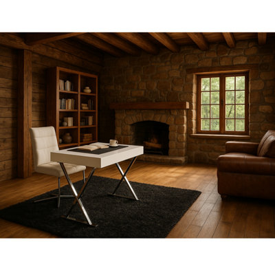 Homeology ADONIS Gloss White and Chrome Legs Ergonomic Home Office ...