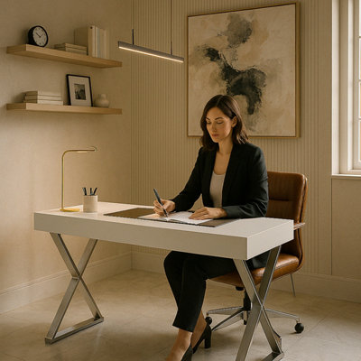 Homeology ADONIS Gloss White and Chrome Legs Ergonomic Home Office ...