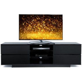 Homeology Avitus Gloss Black with 4-Black Drawer TV Stand for up to 65" Flat Screen LED and LCD TV Cabinet