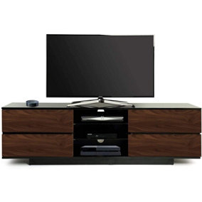 Homeology Avitus Premium High Gloss Black with 4-Walnut Drawers and 2 Shelves up to 65" LED/OLED/LCD TV Cabinet