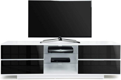 Homeology Avitus Premium High Gloss White with 4-Black Drawers and 2 Shelves up to 65" LED/OLED/LCD TV Cabinet