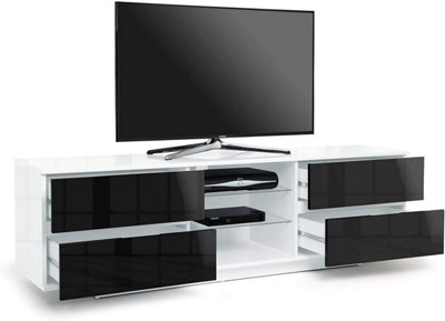Homeology Avitus Premium High Gloss White with 4-Black Drawers and 2 Shelves up to 65" LED/OLED/LCD TV Cabinet