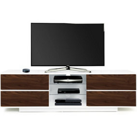 Homeology Avitus Premium High Gloss White with 4-Walnut Drawers and 2 Shelves up to 65" LED/OLED/LCD TV Cabinet