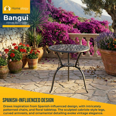 Homeology BANGUI Grey Garden and Patio Cast Aluminium Bistro Table