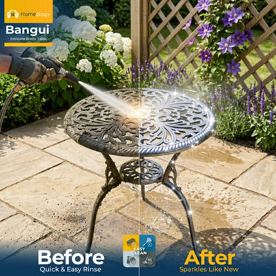 Homeology BANGUI Grey Garden and Patio Cast Aluminium Bistro Table