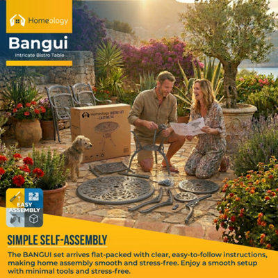 Homeology BANGUI Grey Garden and Patio Cast Aluminium Bistro Table