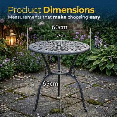 Homeology BANGUI Grey Garden and Patio Cast Aluminium Bistro Table