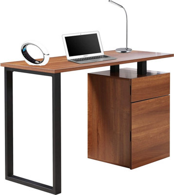 Homeology CALISTA Walnut with Matte Black Legs Contemporary Home Office Computer Desk