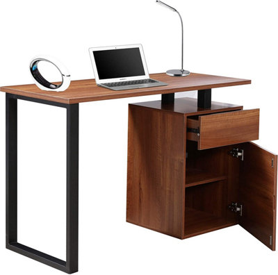 Homeology CALISTA Walnut with Matte Black Legs Contemporary Home Office Computer Desk