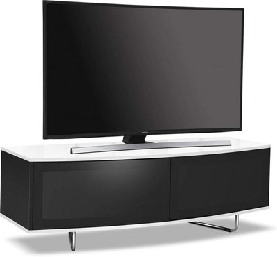 Homeology Caru Black and White Beam-Thru Remote Friendly Contemporary "D" Shape up to 65" LED/OLED/LCD TV Cabinet