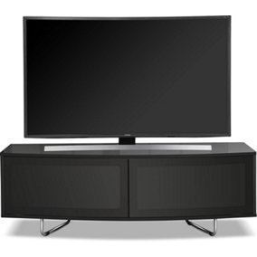 Homeology Caru Gloss Black Beam-Thru Remote Friendly Super-Contemporary"D" Shape Design up to 65" LED/OLED/LCD TV Cabinet