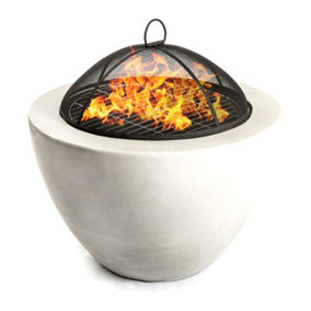 Homeology Fireology DIABLO Contemporary Garden Fire Pit Brazier and Barbecue with Concrete Eco-Stone Finish