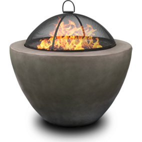 Homeology Fireology DIABLO Dark Grey Contemporary Garden Fire Pit Brazier and Barbecue Fully Assembled