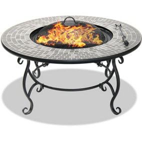 Homeology Fireology GINESSA Sumptuous Garden Fire Pit, Brazier, Table, Bbq and Ice Bucket with Mosaic Ceramic Tiles