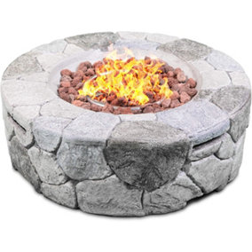Homeology Fireology KALUYA Grey Lavish Garden Outdoor Fire Pit with Eco-Stone Finish Fully Assembled