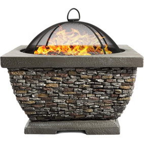 Homeology Fireology TONTERIA Prestigious Garden Fire Pit Brazier and Barbecue with Eco-Stone Finish