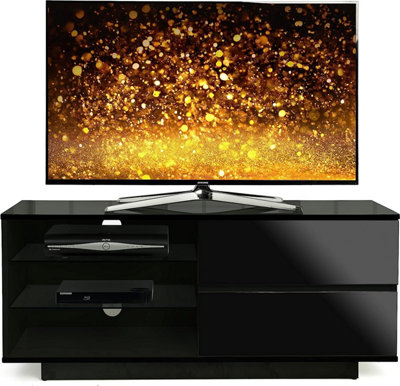 Homeology Gallus Gloss Black with 2-Black Drawers and 2 Shelves up to 55"LED, LCD, Plasma Cabinet TV Stand