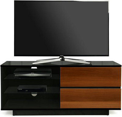 Homeology Gallus Gloss Black with 2-Walnut Drawers and 2 Shelves up to 55" LED/LCD/Plasma Cabinet TV Stand