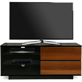 Homeology Gallus Gloss Black with 2-Walnut Drawers and 2 Shelves up to 55" LED/LCD/Plasma Cabinet TV Stand