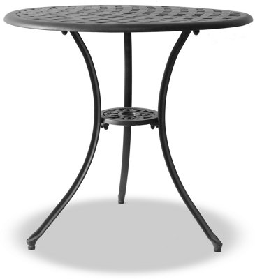 Homeology OSHOWA Black Cast Aluminium Weatherproof Outdoor Garden Table with 2 Chairs Bistro Set