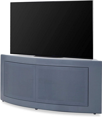 Homeology PANGEA Grey Curved Tru-Corner Beam-Thru Doors for Flat Screens up to 50" TV Cabinet