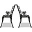 Homeology Tabreez 2-Large Garden and Patio Bistro Chairs with Armrests in Cast Aluminium Black