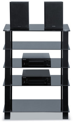 Homeology TRINITY Gloss Black 5 Shelf with Black Legs Flat Screen TV ...