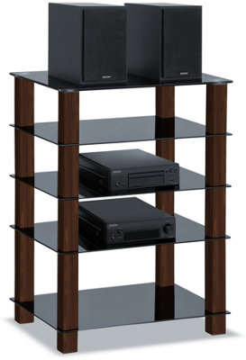 Homeology TRINITY Gloss Black 5 Shelf with Walnut Legs Flat Screen TV ...