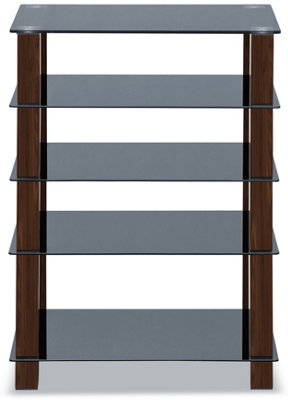 Homeology TRINITY Gloss Black 5 Shelf with Walnut Legs Flat Screen TV ...