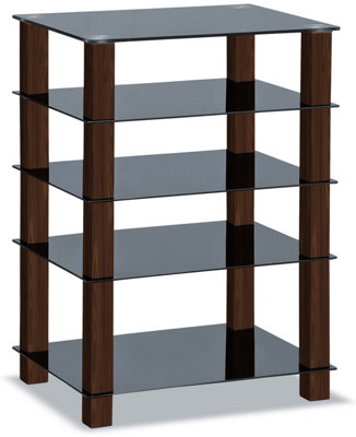Homeology TRINITY Gloss Black 5 Shelf with Walnut Legs Flat Screen TV ...