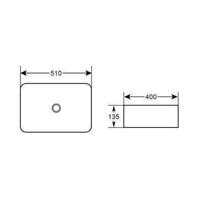 Homer Gloss White Ceramic Rectangular Counter Top Basin (W)510x(D)400mm