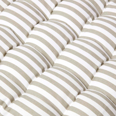 Homescapes 3 Seater Grey Stripe Bench Cushion With 100% Cotton Cover, 143 x 48 cm