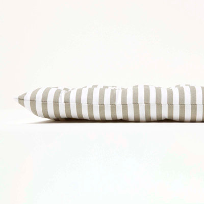 Homescapes 3 Seater Grey Stripe Bench Cushion With 100% Cotton Cover, 143 x 48 cm