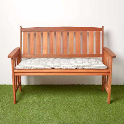Homescapes 3 Seater Grey Stripe Bench Cushion With 100% Cotton Cover, 143 x 48 cm