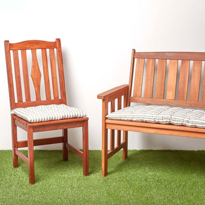 Homescapes 3 Seater Grey Stripe Bench Cushion With 100% Cotton Cover, 143 x 48 cm