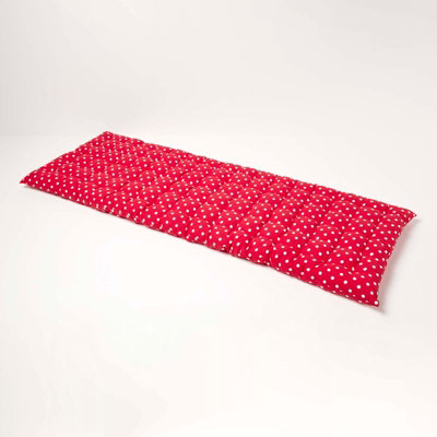 Homescapes 3 Seater Red Polka Dot Bench Cushion With 100% Cotton Cover ...