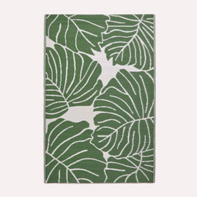 Homescapes Ada Botanical White & Green Outdoor Rug, 120 x 180 cm