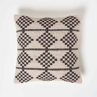 Homescapes Adana Handwoven Textured Natural & Black Cushion 45 x 45 cm