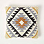 Homescapes Agra Handwoven Gold and Black Kilim Cushion with Feather Filling
