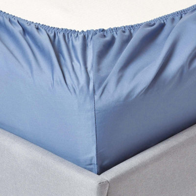 Homescapes Air Force Blue Egptian Cotton Fitted Sheet 1000 Thread Count, Super King