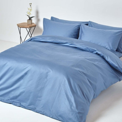 Homescapes Air Force Blue Egptian Cotton Fitted Sheet 1000 Thread Count, Super King