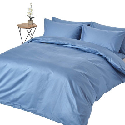 Homescapes Air Force Blue Egyptian Cotton Duvet Cover with Pillowcases 1000 Thread Count, Double